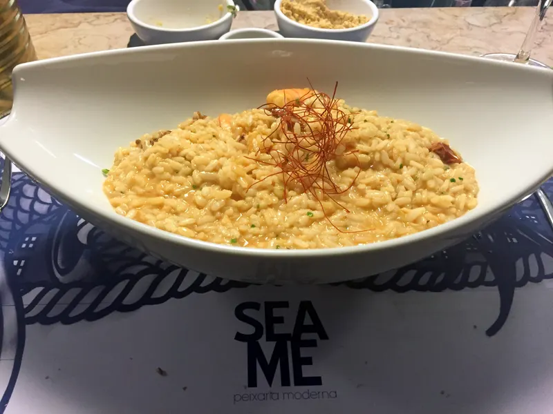 Shrimp risotto photographed at Sea Me