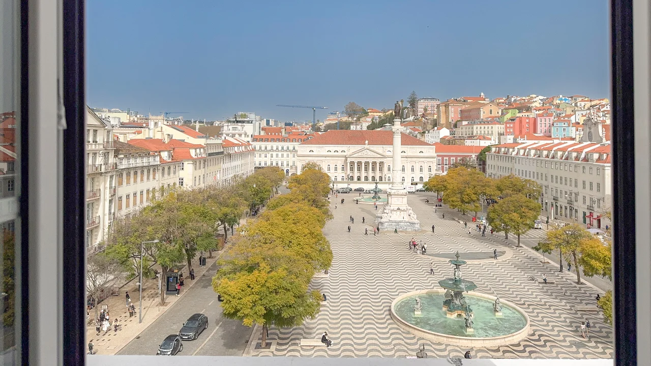 Rossio Square and the hills of central Lisbon